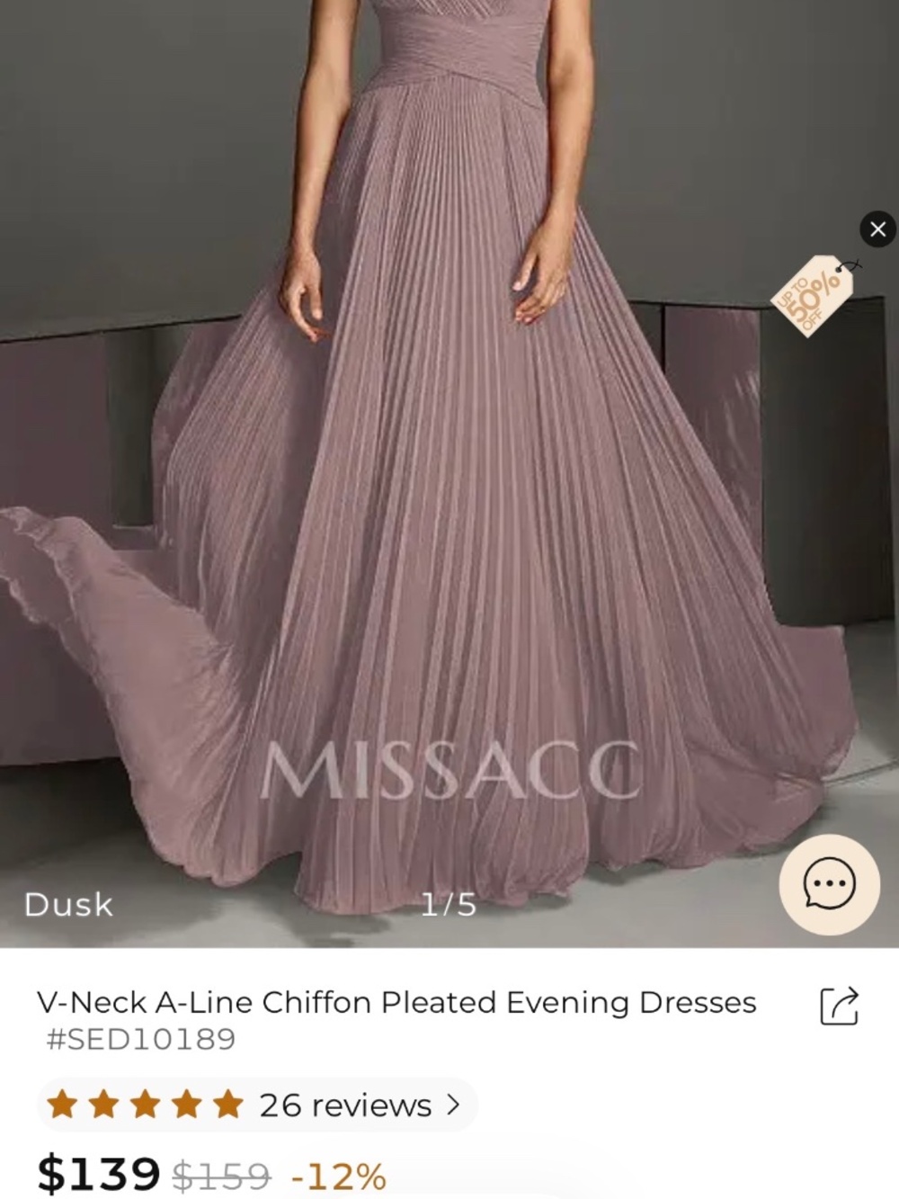 V-Neck A-Line Chiffon Pleated Evening Dresses